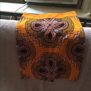 Maeve Anthropologie Yellow Patterned Skirt